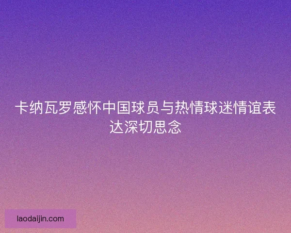 卡纳瓦罗感怀中国球员与热情球迷情谊表达深切思念