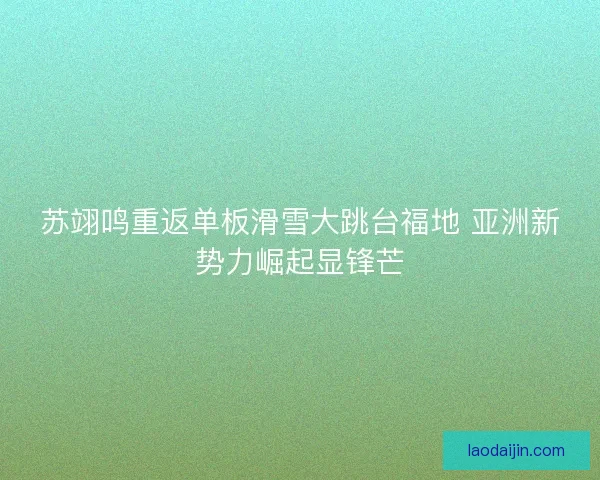 苏翊鸣重返单板滑雪大跳台福地 亚洲新势力崛起显锋芒